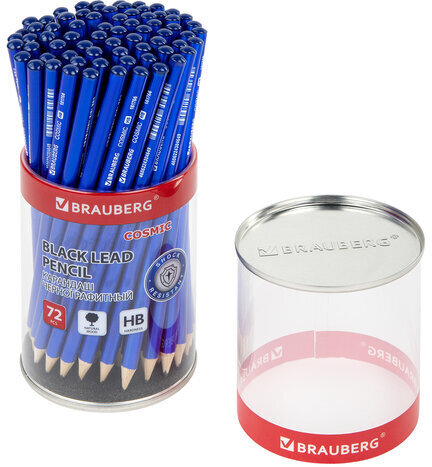 Карандаш чернографитный BRAUBERG "COSMIC", 1 шт., HB, корпус синий, 181766