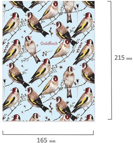 Тетрадь на кольцах А5 165х215 мм, 120 л., твердый картон, клетка, BRAUBERG, "Щеглы", 404079