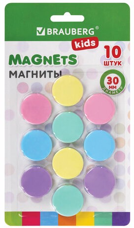 Магниты 30 мм, НАБОР 10 шт., &quot;MACAROONS&quot;, BRAUBERG KIDS, блистер, 272521