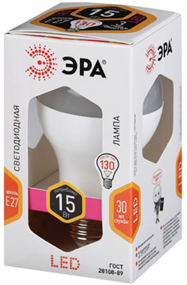 Лампа светодиодная ЭРА, 15 (130) Вт, цоколь E27, грушевидная, теплый белый свет, 25000 ч., LED smdA60-15w-827-E27, Б0020592