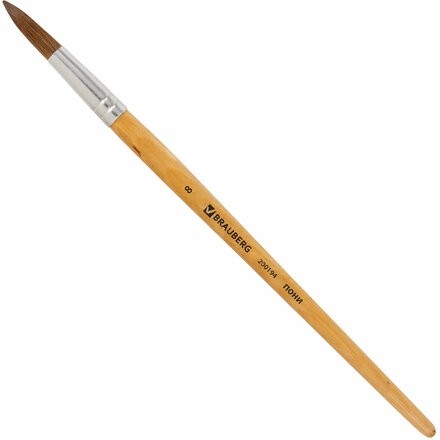 Кисть BRAUBERG, пони, круглая, № 8, 200194