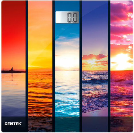 Весы напольные CENTEK CT-2421 "Закат", электронные, вес до 180 кг, квадрат, стекло, с рисунком, CT-2421 Закат