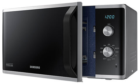 Микроволновая печь SAMSUNG MG23K3614AS/BW, объем 23 л, мощность 800 Вт, механическое управление, гриль, серебро