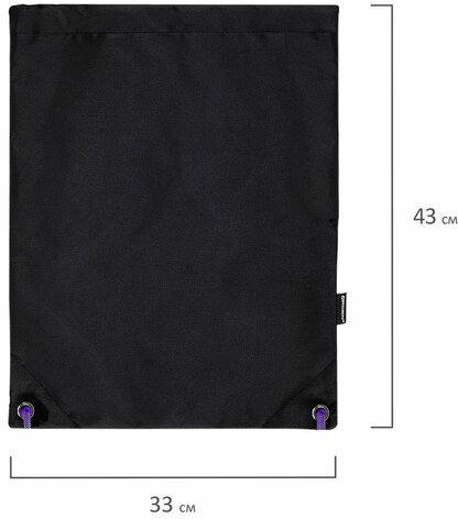 Мешок для обуви BRAUBERG плотный, карман на молнии, подкладка, 43х33 см, "Neon Purple", 271626