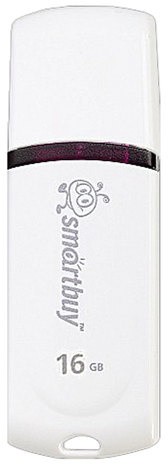 Флеш-диск 16 GB, SMARTBUY Paean, USB 2.0, белый, SB16GBPN-W