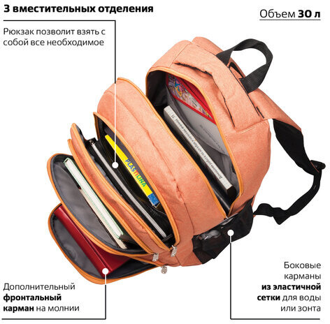 Рюкзак BRAUBERG для старших классов/студентов/молодежи, "Каньон", 30 литров, 46х31х18 см, 225519