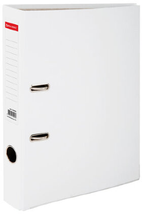 Папка-регистратор, покрытие пластик, 50 мм, ПРОЧНАЯ, с уголком, BRAUBERG, белая, 226594