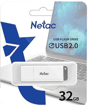 Флеш-диск 32GB NETAC U185, USB 2.0, белый, NT03U185N-032G-20WH