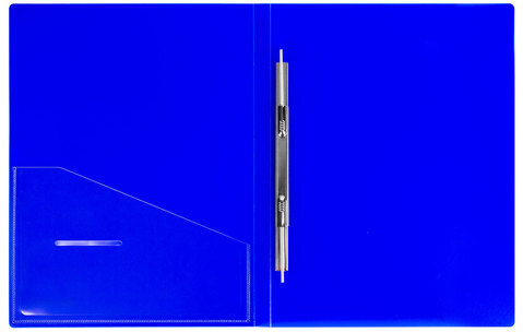 Папка с металлическим скоросшивателем и внутренним карманом BRAUBERG "Neon", 16 мм, синяя, до 100 листов, 0,7 мм, 227467