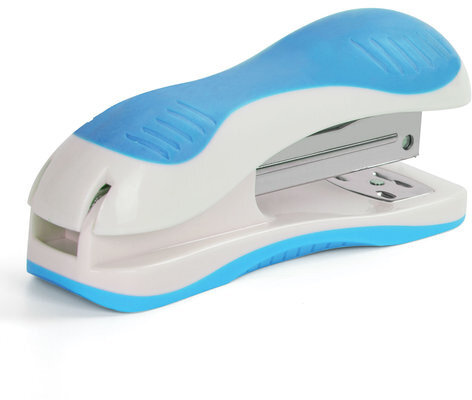 Степлер №24/6, 26/6 BRAUBERG "JET", до 20 листов, эргономичный, бело-голубой, 227760