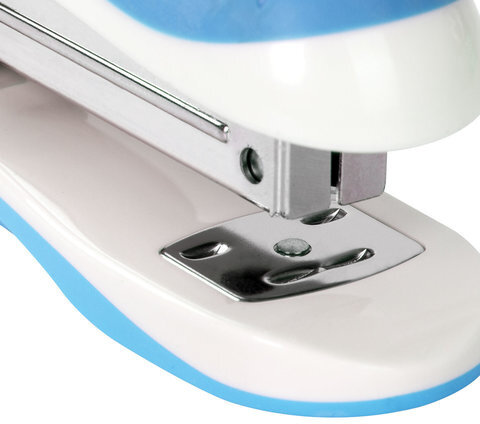 Степлер №24/6, 26/6 BRAUBERG "JET", до 20 листов, эргономичный, бело-голубой, 227760