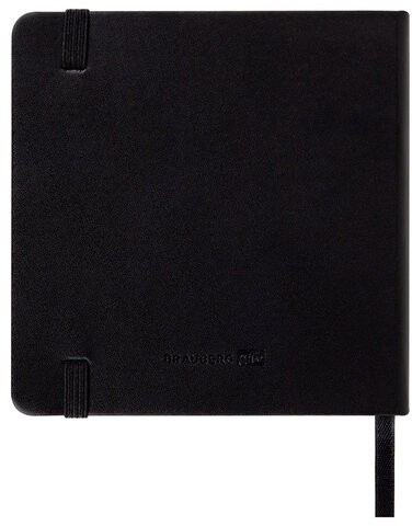 Скетчбук, слоновая кость+белая 140 г/м2, 120х120 мм, 80 л., КОЖЗАМ, резинка, BRAUBERG ART CLASSIC, черный, 116872