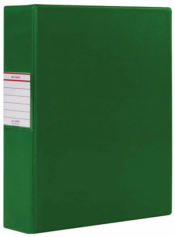 Папка на 2 кольцах BRAUBERG, картон/ПВХ, 75 мм, зеленая, до 500 листов (удвоенный срок службы), 228391