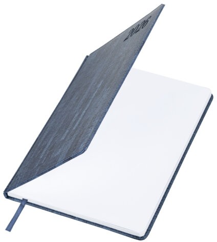 Еженедельник датированный 2026 БОЛЬШОЙ ФОРМАТ 210х297 мм, А4 BRAUBERG "Wood", под кожу, синий, 117158