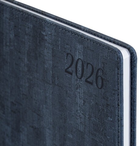 Еженедельник датированный 2026 БОЛЬШОЙ ФОРМАТ 210х297 мм, А4 BRAUBERG "Wood", под кожу, синий, 117158
