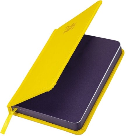 Ежедневник датированный 2026, МАЛЫЙ ФОРМАТ 100х150 мм, А6, BRAUBERG "Rainbow", под кожу, желтый, 117258