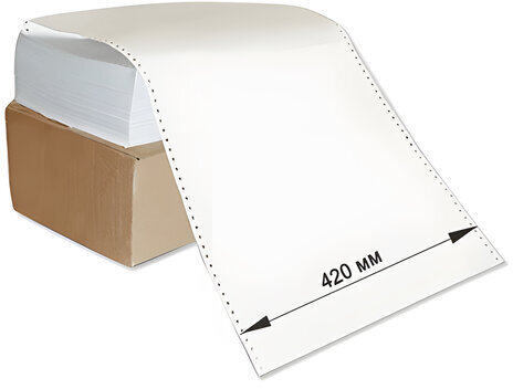 Бумага с неотрывной перфорацией, 420х305 мм (12"), 1600 листов, плотность 65 г/м2, белизна 98%