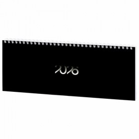 Планинг датированный 2026 285х112 мм, STAFF, гребень, картонная обложка, 64 л., &quot;Black style&quot;, 117363