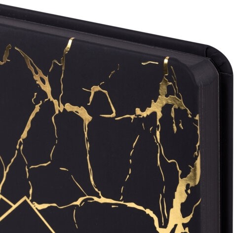 Ежедневник датированный 2026 А5 138x213 мм, BRAUBERG "Goldy", под кожу, цветной срез, черный, 117470