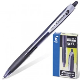 Ручка шариковая масляная автоматическая PILOT &quot;Rex Grip&quot;, узел 0,7 мм, линия 0,32 мм, упор, черная, BPRG-10R-F B