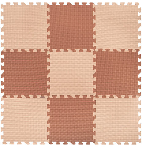 Коврик-пазл напольный 0,9х0,9 м, мягкий, бежевый, 9 элементов 30х30 см, толщина 1 см, ЮНЛАНДИЯ, 664661