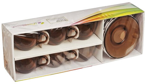 Набор чайный, на 6 персон (6 чашек объемом 238 мл, 6 блюдец), тонированное стекло, PASABAHCE, 97948УБ