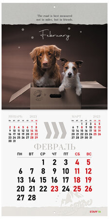 Календарь настенный перекидной 2023 г., 12 листов, 29х29 см, "DOGS", STAFF, 114278