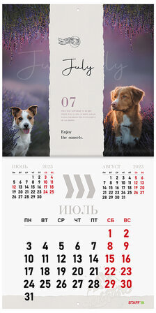Календарь настенный перекидной 2023 г., 12 листов, 29х29 см, "DOGS", STAFF, 114278