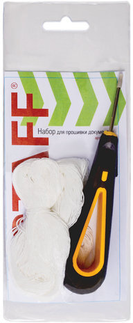 Набор для прошивки документов (шило с ушком, нить 60 м), в блистере, STAFF, 605383