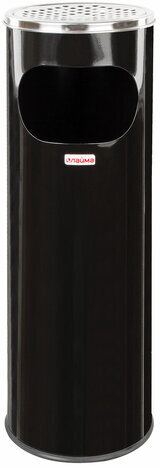 Урна с пепельницей 18 литров, 580х210 мм, нержавеющая сталь, черная, LAIMA PROFESSIONAL, 606298