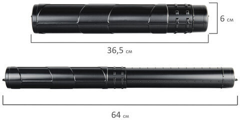 Тубус для чертежей телескопический, длина 36,5-64 см, формат А1, диаметр 6 см, черный, STAFF, 271255