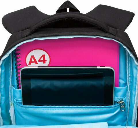 Рюкзак GRIZZLY школьный, анатомическая спинка, 2 отделения, для девочек, EMOJI, 39х26х17 см, RG-466-2/1