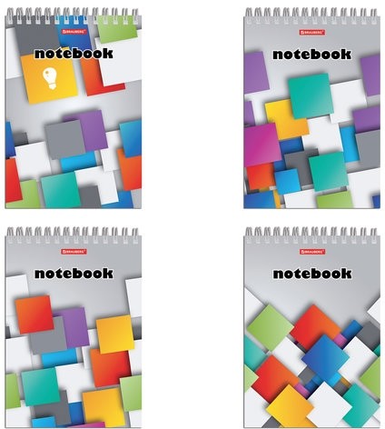 Блокнот А5 (146х205 мм), 80 л., гребень, картон, жесткая подложка, клетка, BRAUBERG, "Кубы", 129819