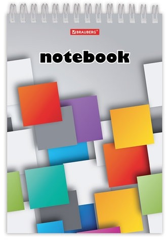 Блокнот А5 (146х205 мм), 80 л., гребень, картон, жесткая подложка, клетка, BRAUBERG, "Кубы", 129819
