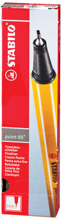 Ручка капиллярная (линер) STABILO "Point 88", ТЕМНО-СЕРАЯ, корпус оранжевый, линия письма 0,4 мм, 88/96
