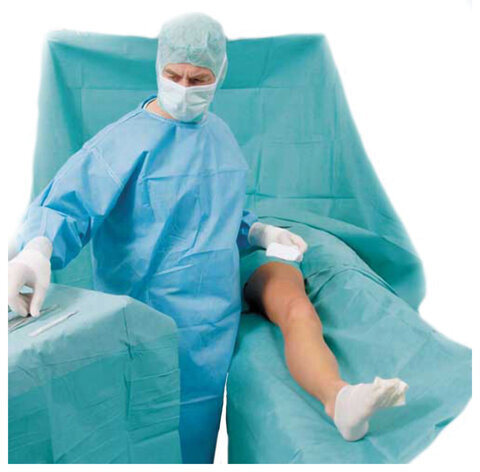 Комплект белья одноразовый хирургический для бедра и конечностей КБО-07 ГЕКСА стерильный, 8 предметов