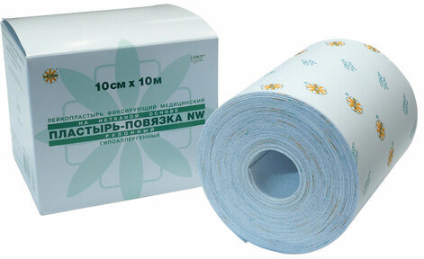 Пластырь-повязка рулонная LEIKO 10х1000 см, на нетканой основе "Липкий бинт", 132825