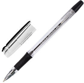 Ручка шариковая масляная с грипом BRAUBERG &quot;i-Rite GT&quot;, ЧЕРНАЯ, корпус прозрачный, узел 0,7 мм,143301