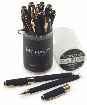 Ручка шариковая BRUNO VISCONTI MONACO, черный корпус, узел 0,5 мм, линия письма 0,3 мм, синяя, 20-0125/01
