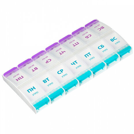 Контейнер-органайзер для витаминов и пищевых добавок, "7 дней/2 приема MAXI", DASWERK, 631025