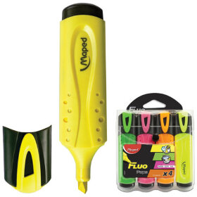 Набор текстовыделителей MAPED (Франция) 4 шт., АССОРТИ, &quot;Fluo Pep's Classic&quot;, линия 1-5 мм, 742547