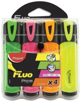 Набор текстовыделителей MAPED (Франция) 4 шт., АССОРТИ, "Fluo Pep's Classic", линия 1-5 мм, 742547