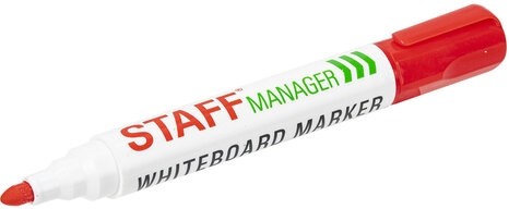 Маркер стираемый для белой доски КРАСНЫЙ, STAFF "Manager" WBM-491, 5 мм, с клипом, 151493
