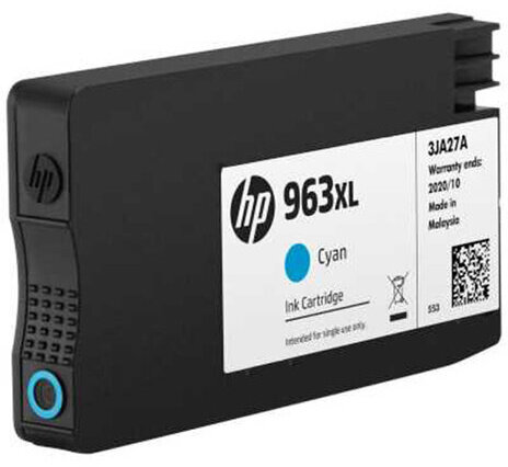 Картридж струйный HP (3JA27AE) для HP OfficeJet Pro 9010/9013/9020/9023, №963Xl, голубой, ресурс 1600 страниц