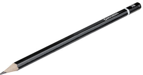 Карандаш чернографитный BRAUBERG, 1 шт., "Touch line", 2В, корпус черный, заточенный, 180623