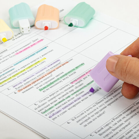 Набор текстовыделителей 6 ПАСТЕЛЬНЫХ ЦВЕТОВ, ЮНЛАНДИЯ "СЛАДКИЕ ИСТОРИИ", линия 1-5 мм, 152511