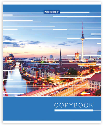 Тетрадь А5, 48 л., BRAUBERG, клетка, металлизированный картон, ГОРОДА МИРА, 403044