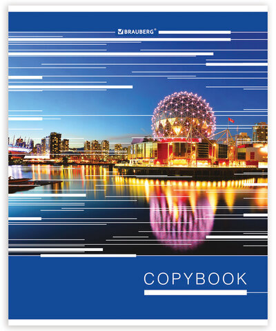 Тетрадь А5, 48 л., BRAUBERG, клетка, металлизированный картон, ГОРОДА МИРА, 403044