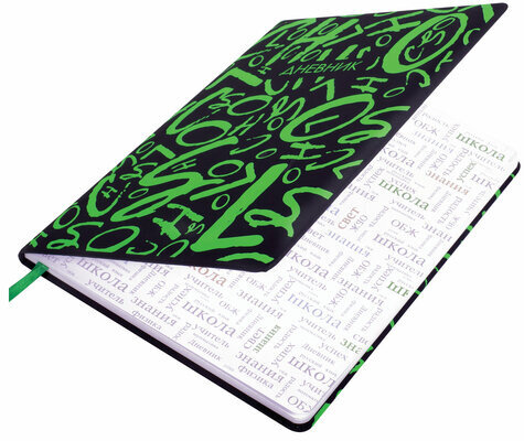 Дневник 1-11 класс 48 л., кожзам (твердая с поролоном), флуоресцентный, BRAUBERG, "ШРИФТ", 105983