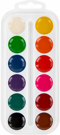 Краски акварельные ПИФАГОР 12 цветов, медовые, круглые кюветы, 192549